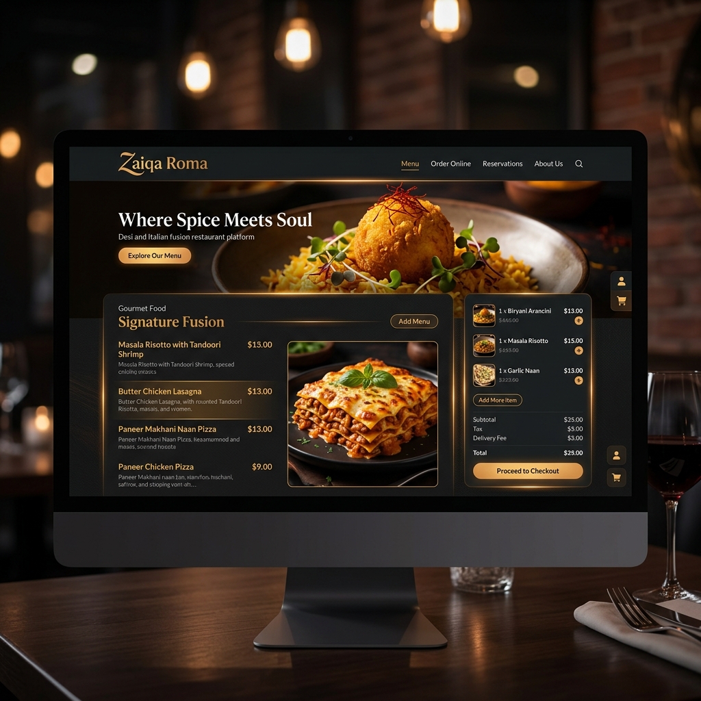 Zaiqa Roma — Desi × Italian Fusion Restaurant Platform